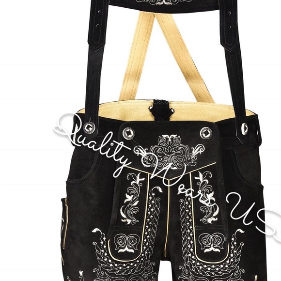 Men Oktoberfest Authentic lederhosen Deer shorts (Black 1) - Picture 2 of 6